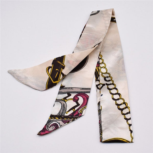 Small Silk Scarf For Women 2019 New Print Handle Bag Ribbons Brand Fashion Head Scarf Small Long Skinny Scarves Wholesale