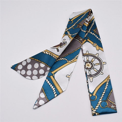Small Silk Scarf For Women 2019 New Print Handle Bag Ribbons Brand Fashion Head Scarf Small Long Skinny Scarves Wholesale