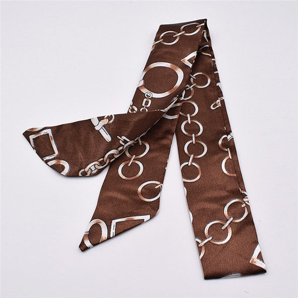 Small Silk Scarf For Women 2019 New Print Handle Bag Ribbons Brand Fashion Head Scarf Small Long Skinny Scarves Wholesale