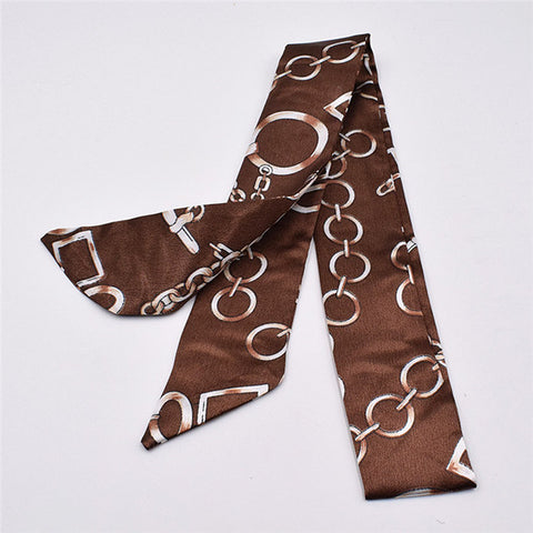 Small Silk Scarf For Women 2019 New Print Handle Bag Ribbons Brand Fashion Head Scarf Small Long Skinny Scarves Wholesale