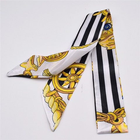 Small Silk Scarf For Women 2019 New Print Handle Bag Ribbons Brand Fashion Head Scarf Small Long Skinny Scarves Wholesale
