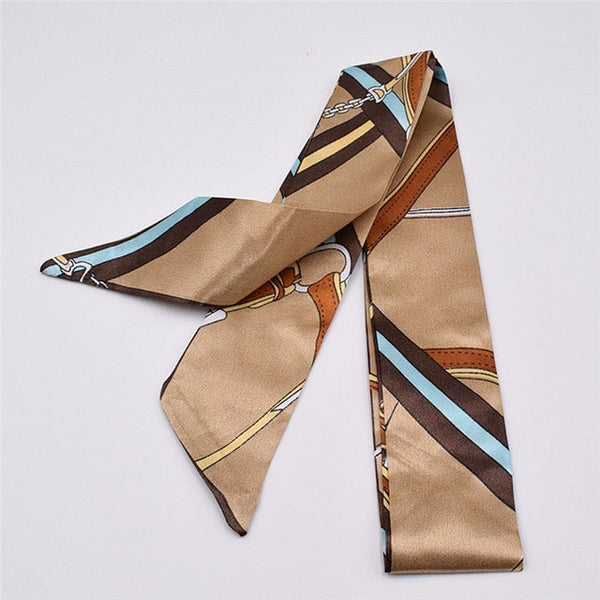 Small Silk Scarf For Women 2019 New Print Handle Bag Ribbons Brand Fashion Head Scarf Small Long Skinny Scarves Wholesale