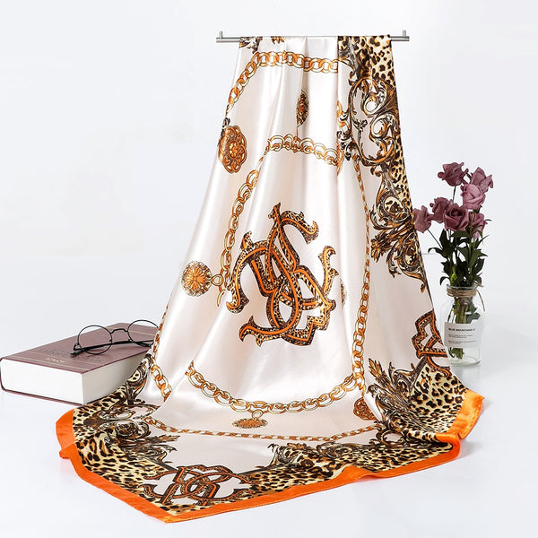 Fashion Shawl Scarf For Women Print Silk Satin Hijab Scarfs Female 90cm*90cm Luxury Brand Square Shawls Scarves For Ladies 2019