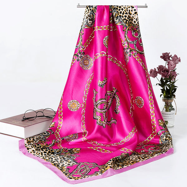 Fashion Shawl Scarf For Women Print Silk Satin Hijab Scarfs Female 90cm*90cm Luxury Brand Square Shawls Scarves For Ladies 2019