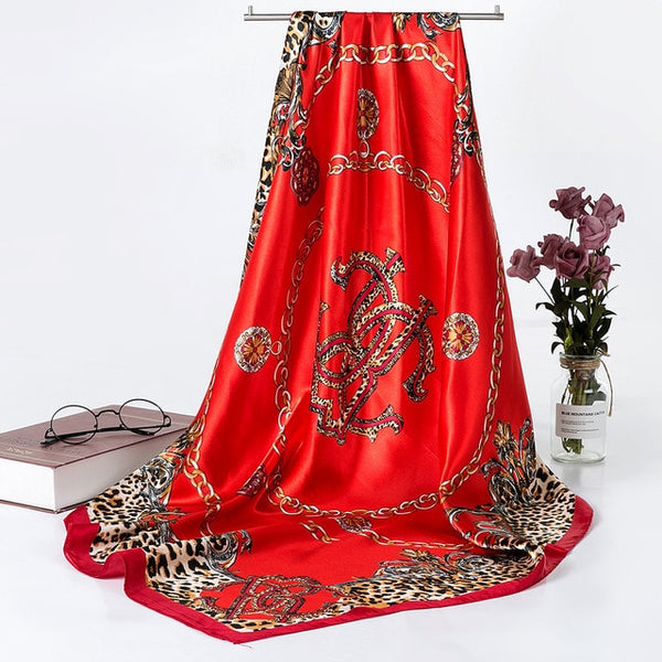 Fashion Shawl Scarf For Women Print Silk Satin Hijab Scarfs Female 90cm*90cm Luxury Brand Square Shawls Scarves For Ladies 2019