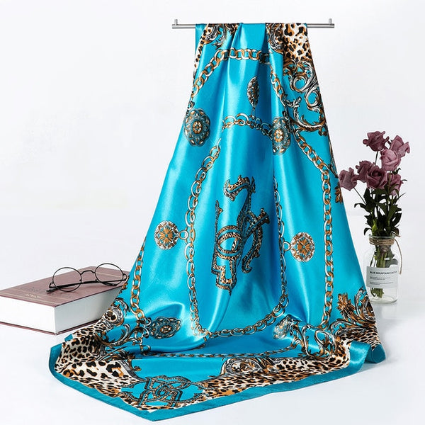 Fashion Shawl Scarf For Women Print Silk Satin Hijab Scarfs Female 90cm*90cm Luxury Brand Square Shawls Scarves For Ladies 2019