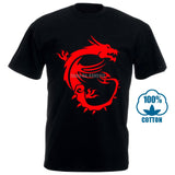 Msi Dragon Gaming Black Tee Size S 3Xl Men'S Cotton T Shirt - THE PLACE TO BE !!