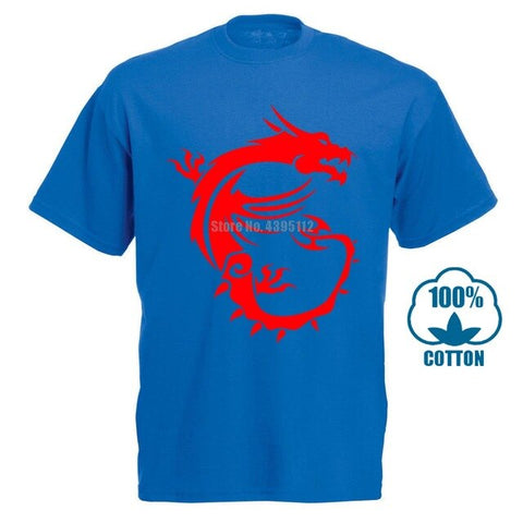 Msi Dragon Gaming Black Tee Size S 3Xl Men'S Cotton T Shirt