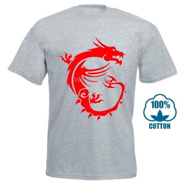 Msi Dragon Gaming Black Tee Size S 3Xl Men'S Cotton T Shirt