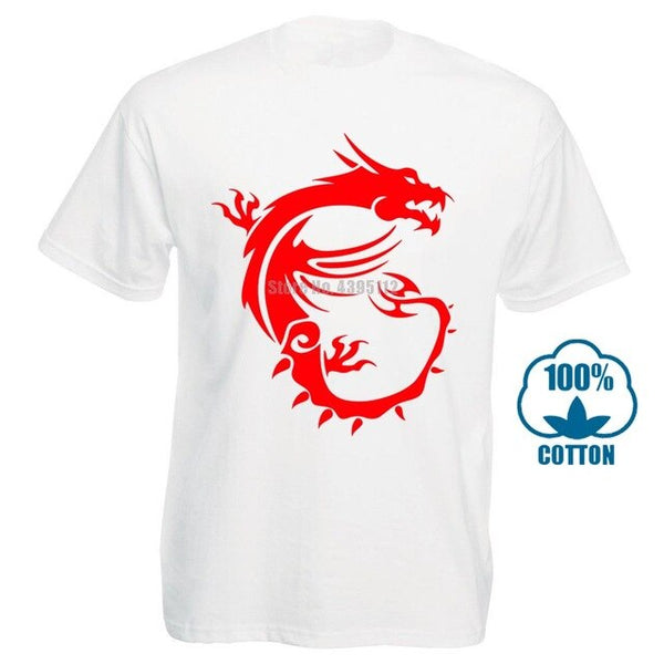 Msi Dragon Gaming Black Tee Size S 3Xl Men'S Cotton T Shirt