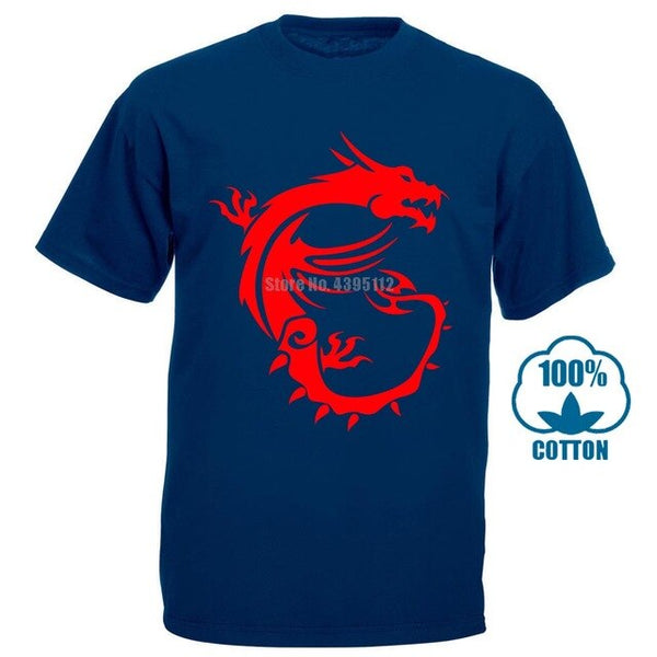 Msi Dragon Gaming Black Tee Size S 3Xl Men'S Cotton T Shirt