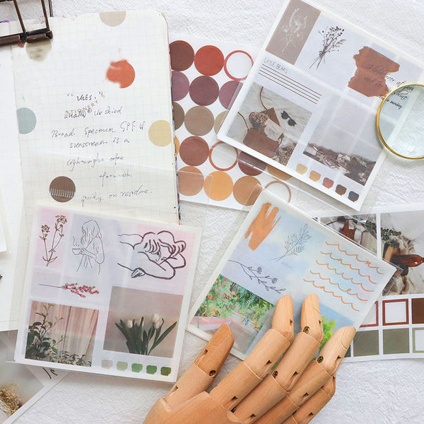 Mohamm Handbook Series Kawaii Cute Sticker Custom Stickers Diary Stationery Flakes Scrapbook 4PCS Decorative Stickers