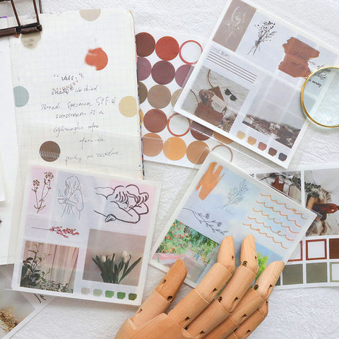 Mohamm Handbook Series Kawaii Cute Sticker Custom Stickers Diary Stationery Flakes Scrapbook 4PCS Decorative Stickers