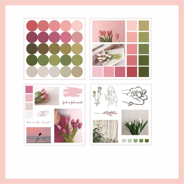 Mohamm Handbook Series Kawaii Cute Sticker Custom Stickers Diary Stationery Flakes Scrapbook 4PCS Decorative Stickers