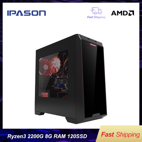 IPASON A3 mini-Gaming PC AMD Ryzen 3 2200G DDR4 4G/8G 120g SSD desktop computer win10 barebone system HDMI/VGA - THE PLACE TO BE !!
