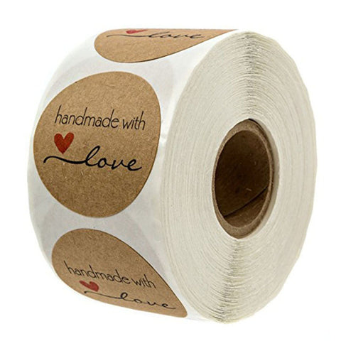 500 Labels per roll Round Natural Kraft Thank You Stickers seal labels Hand Made With Love Stickers Paper Stationery sticker