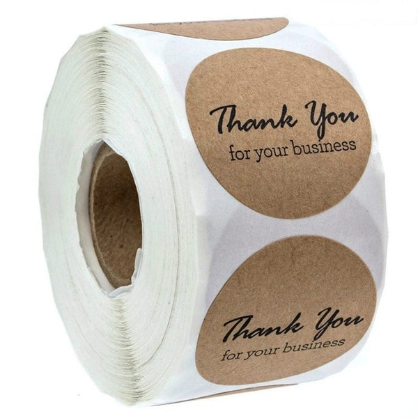 500 Labels per roll Round Natural Kraft Thank You Stickers seal labels Hand Made With Love Stickers Paper Stationery sticker