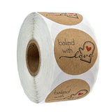 500 Labels per roll Round Natural Kraft Thank You Stickers seal labels Hand Made With Love Stickers Paper Stationery sticker