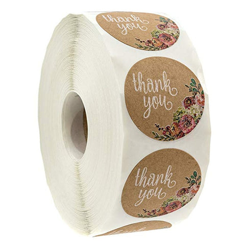 500 Labels per roll Round Natural Kraft Thank You Stickers seal labels Hand Made With Love Stickers Paper Stationery sticker