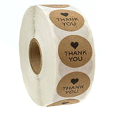 500 Labels per roll Round Natural Kraft Thank You Stickers seal labels Hand Made With Love Stickers Paper Stationery sticker