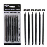 EZONE 6PCS Professional Pure Carbon Sketch Pens 2B/4B/6B/8B/2H/HB Woodless Charcoal Pencil For Sketching Drawing Tool Art Supply