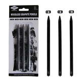 EZONE 6PCS Professional Pure Carbon Sketch Pens 2B/4B/6B/8B/2H/HB Woodless Charcoal Pencil For Sketching Drawing Tool Art Supply