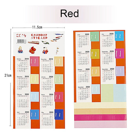 2020 Year Calendar Stickers Index Bookmark Planner Bullet Journal Accessories Decorative Stickers Label Calendar Stationery 2pcs