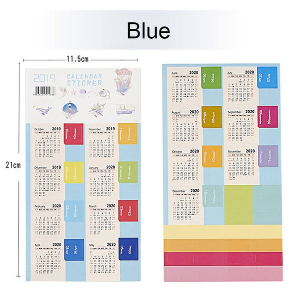 2020 Year Calendar Stickers Index Bookmark Planner Bullet Journal Accessories Decorative Stickers Label Calendar Stationery 2pcs