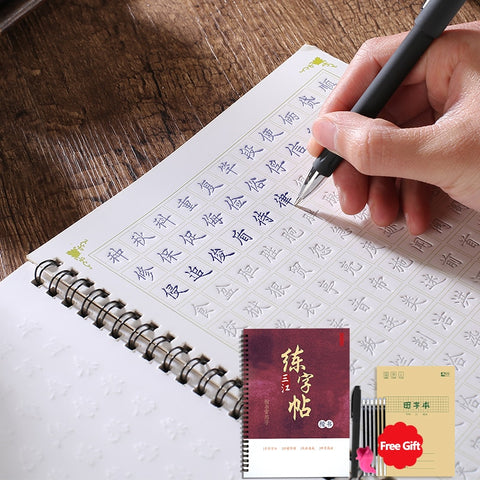 3D Chinese Characters Reusable Groove Calligraphy Copybook Erasable pen Learn hanzi Adults Art writing books
