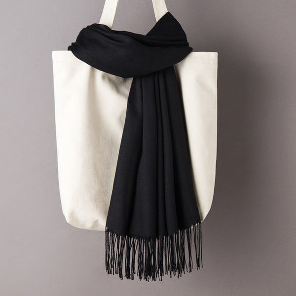 Women Solid Color Cashmere Scarves with Tassel 2019 Autumn New Soft Warm Lady Girls Wraps Thin Long Scarf Female Shawl Men Scarf