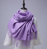 Women solid color cashmere scarves with tassel lady winter autumn long scarf high quality female shawl hot sale men scarf - THE PLACE TO BE !!