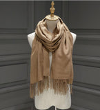 Women solid color cashmere scarves with tassel lady winter autumn long scarf high quality female shawl hot sale men scarf - THE PLACE TO BE !!