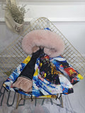 Girls Boys Real Fur Parka Graffiti Winter Warm Jacket Children Clothes Natural Raccoon Fur Hood Coat Real Rabbit Fur liner TZ373 - THE PLACE TO BE !!