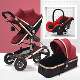 3 in 1 Multifunctional Baby Stroller Folding Carriage High Landscape Gold Red Baby Stroller Newborn Stroller Mother Assistant - THE PLACE TO BE !!