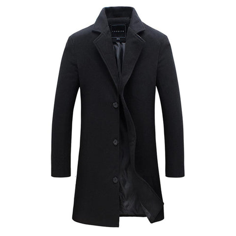 2019 Fashion Men's Wool Coat Winter Warm Solid Color Long Trench Jacket Male Single Breasted Business Casual Overcoat Parka - THE PLACE TO BE !!