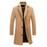 2019 Fashion Men's Wool Coat Winter Warm Solid Color Long Trench Jacket Male Single Breasted Business Casual Overcoat Parka - THE PLACE TO BE !!