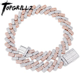 TOPGRILLZ 20mm Miami Baguette Zircon Prong Set Box Clasp Cuban Chains Necklace For Men Hip Hop Iced Out Bling Rapper Jewelry - THE PLACE TO BE !!