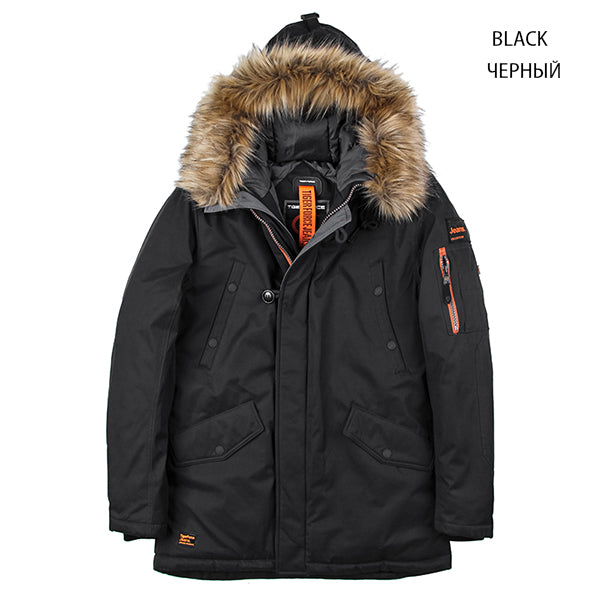 TIGER FORCE Winter Jacket Men Padded Parka Russia Man Winter Coat Artificial Fur Big Pockets Medium-long Thick Parkas Snowjacket
