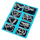 8pcs/Set Materials Metal Montessori Puzzle Wire IQ Mind Brain Teaser Puzzles for Children Adults Anti-Stress Reliever Toys Gifts