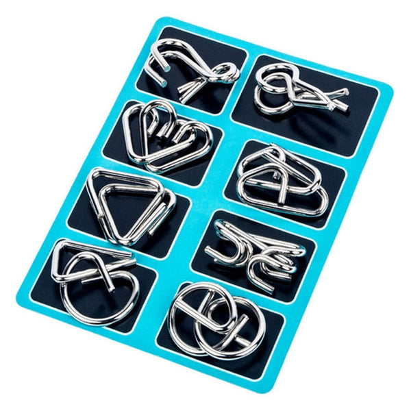 8pcs/Set Materials Metal Montessori Puzzle Wire IQ Mind Brain Teaser Puzzles for Children Adults Anti-Stress Reliever Toys Gifts