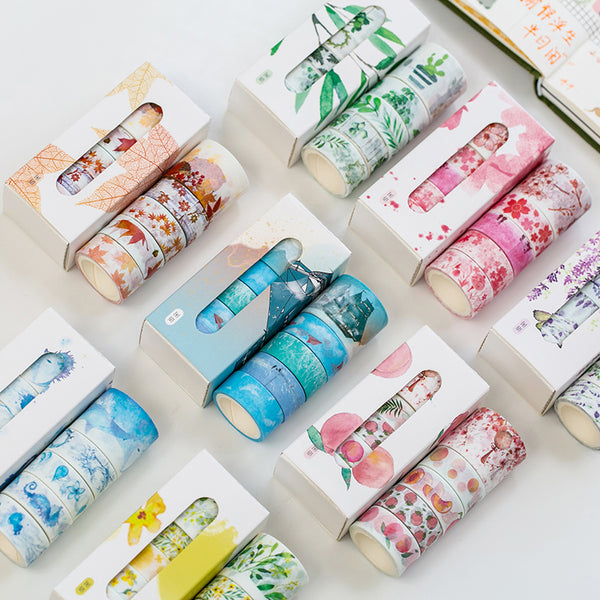 5 Pcs/Box Beautiful Flower washi tape DIY decoration scrapbooking planner masking tape adhesive tape label sticker stationery