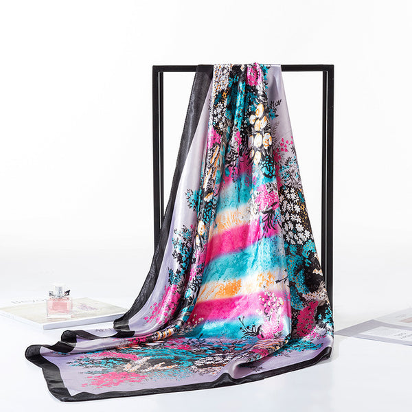 Spring Sunflowers Square Scarves Headscarf For Ladies Van Gogh Brand Oil Painting Silk Scarf Shawl 90*90cm Satin Scarf