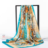 Spring Sunflowers Square Scarves Headscarf For Ladies Van Gogh Brand Oil Painting Silk Scarf Shawl 90*90cm Satin Scarf - THE PLACE TO BE !!