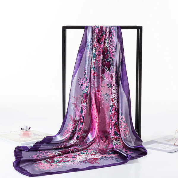 Spring Sunflowers Square Scarves Headscarf For Ladies Van Gogh Brand Oil Painting Silk Scarf Shawl 90*90cm Satin Scarf