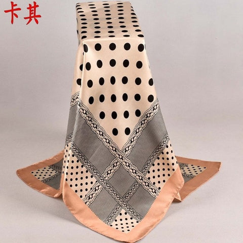 Large Hijab Scarf For Women Flower Print Silk Satin Head Scarfs Female 90*90cm Fashion Kerchief Square Shawl Scarves For Ladies