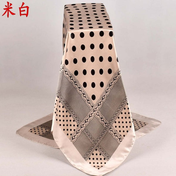 Large Hijab Scarf For Women Flower Print Silk Satin Head Scarfs Female 90*90cm Fashion Kerchief Square Shawl Scarves For Ladies