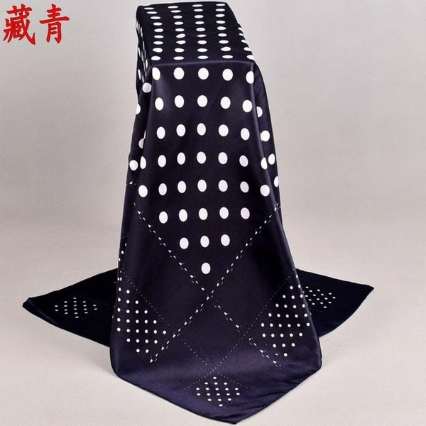 Large Hijab Scarf For Women Flower Print Silk Satin Head Scarfs Female 90*90cm Fashion Kerchief Square Shawl Scarves For Ladies