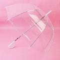 Transparent Long Handle Umbrella Plastic EVA Transparent Leaf Cage Sun Umbrella Umbrella Parasol Female Semi-automatic Sunshade