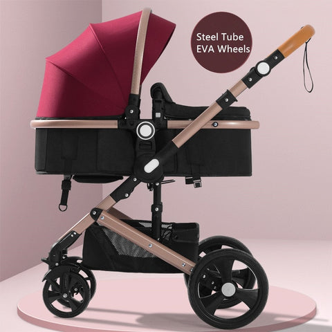 Adjustable Luxury Baby Stroller 3 in 1 Portable High Landscape Reversible Stroller Hot Mom Pink Stroller Travel Pram Pushchair