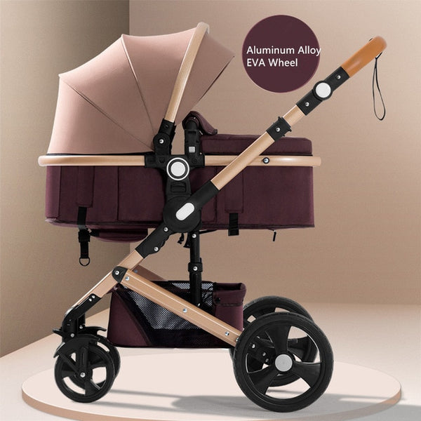 Adjustable Luxury Baby Stroller 3 in 1 Portable High Landscape Reversible Stroller Hot Mom Pink Stroller Travel Pram Pushchair